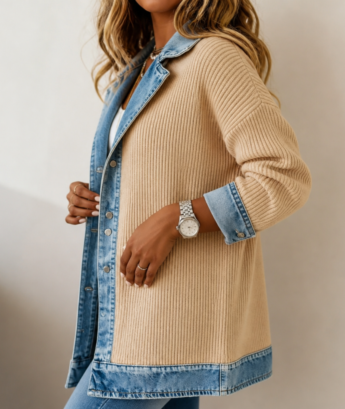 Odile | Patchwork Colorblock Denim Jacket
