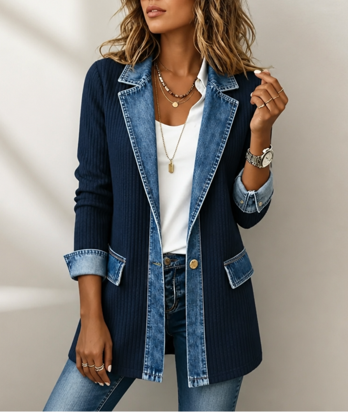 Odile | Patchwork Colorblock Denim Jacket