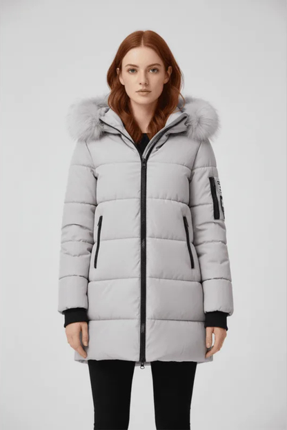 Sorelle | Faux Trim Hooded Longline Puffer Coat