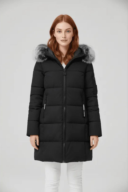 Sorelle | Faux Trim Hooded Longline Puffer Coat