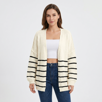 Opaline | Striped Balloon Sleeve Cardigan