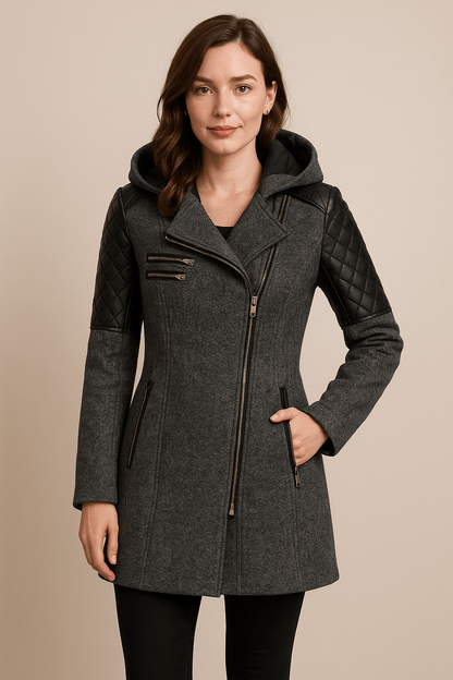 Rebecca | Hooded Quilted Sleeve Longline Coat
