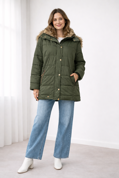 Rosalie | Faux Fur Hooded Quilted Puffer Jacket