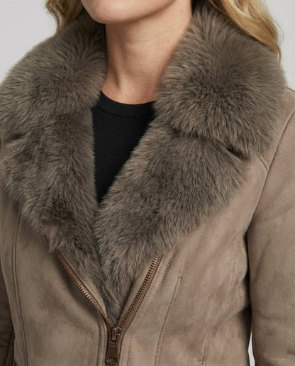 Rosalie | Faux Suede Faux Fur Trim Jacket