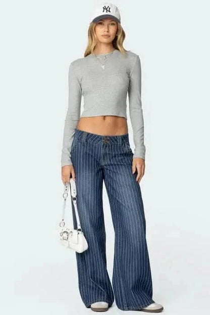Rosalie | Striped Low Rise Jeans