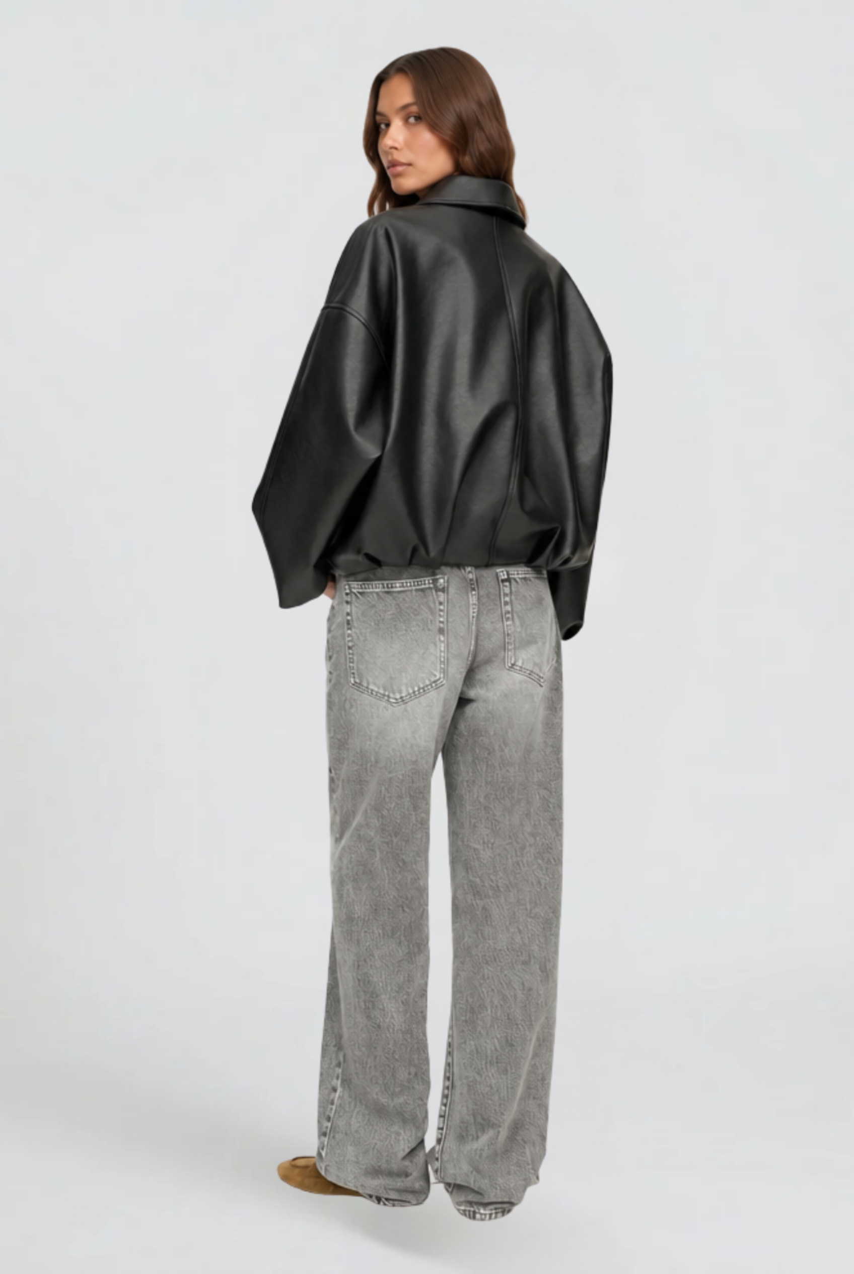 Rosie | Oversized Belt Leather Jacket