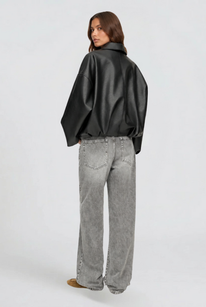 Rosie | Oversized Belt Leather Jacket