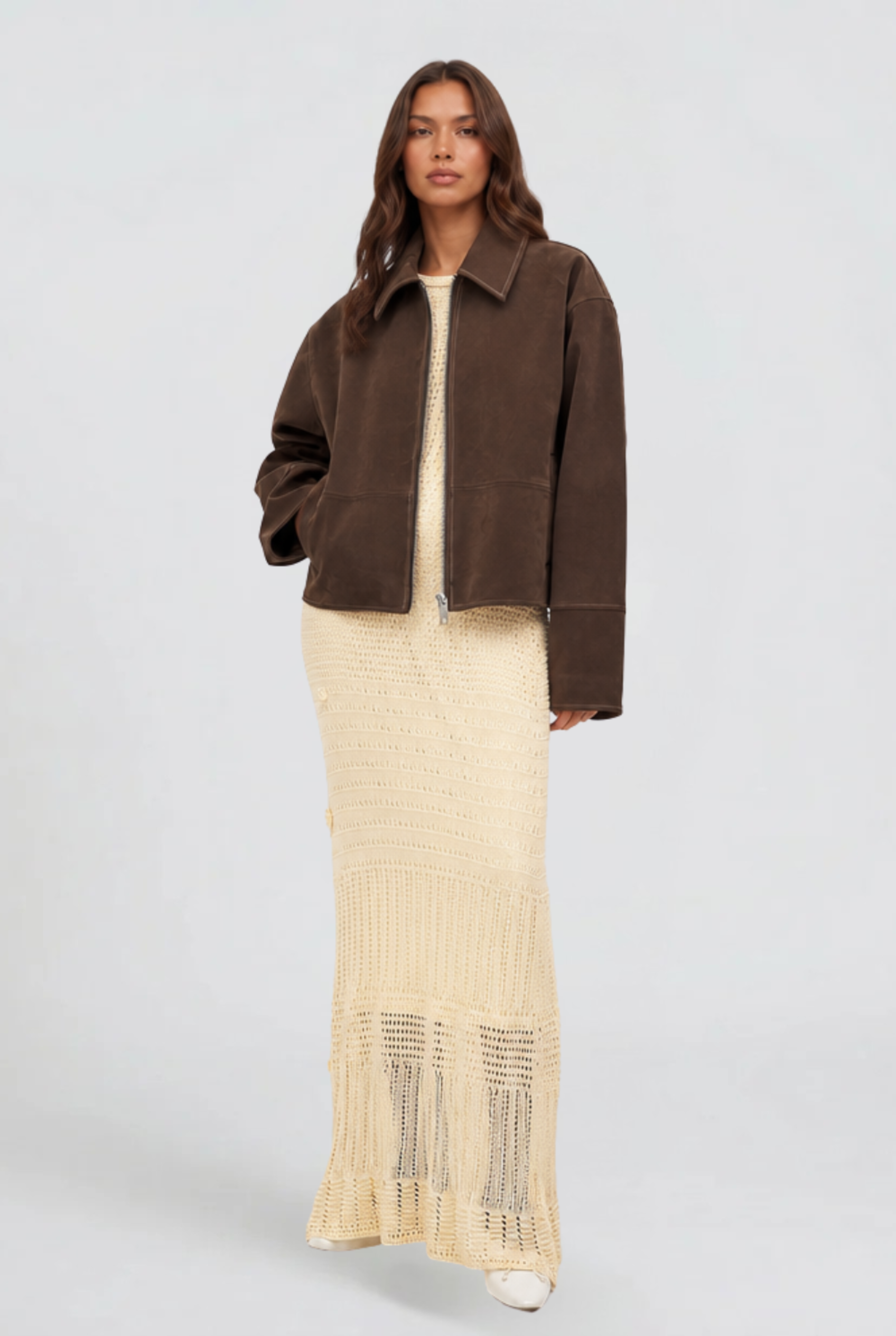 Savannah | Cropped Zip Suede Jacket