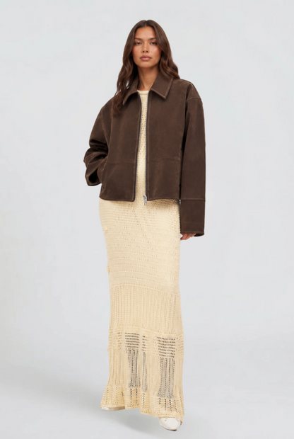 Savannah | Cropped Zip Suede Jacket