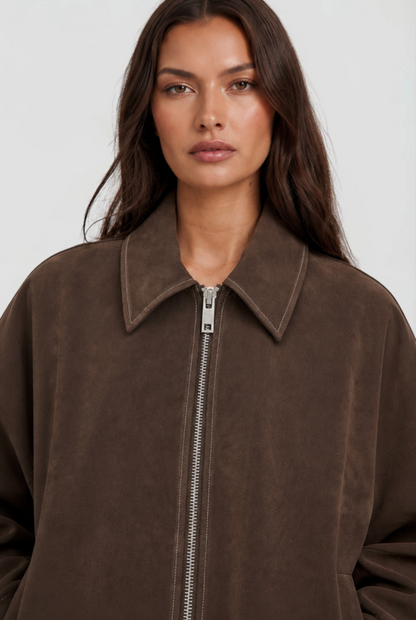 Savannah | Cropped Zip Suede Jacket