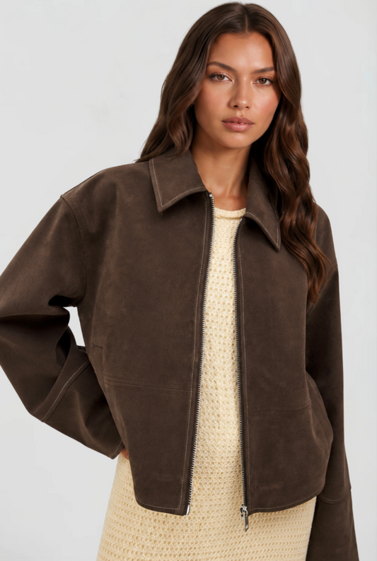 Savannah | Cropped Zip Suede Jacket