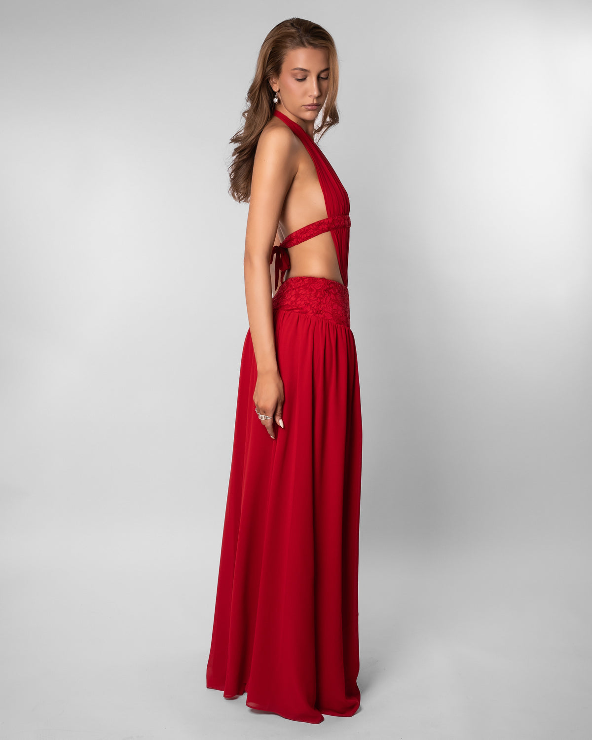 Scarlett Plunge Halter Cut Out Maxi Dress
