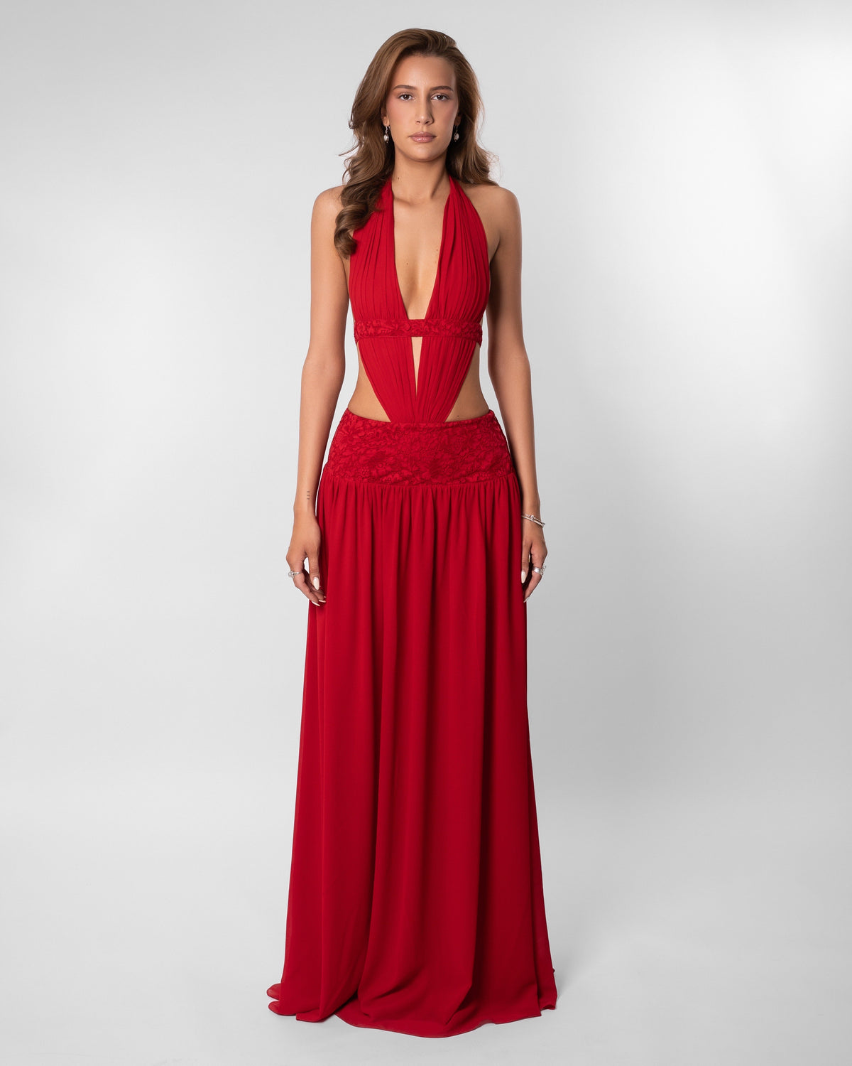 Scarlett Plunge Halter Cut Out Maxi Dress