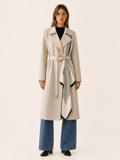 Seraphina | Belted Scarf Long Trench Coat