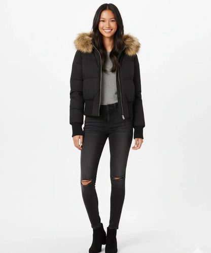 Sienna | Faux Fur Hooded Cropped Puffer Jacket