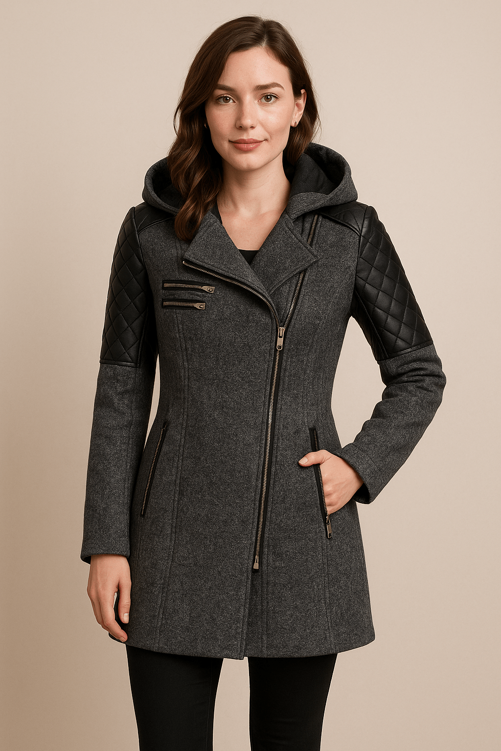 Vetra | Hooded Quilted Sleeve Longline Coat
