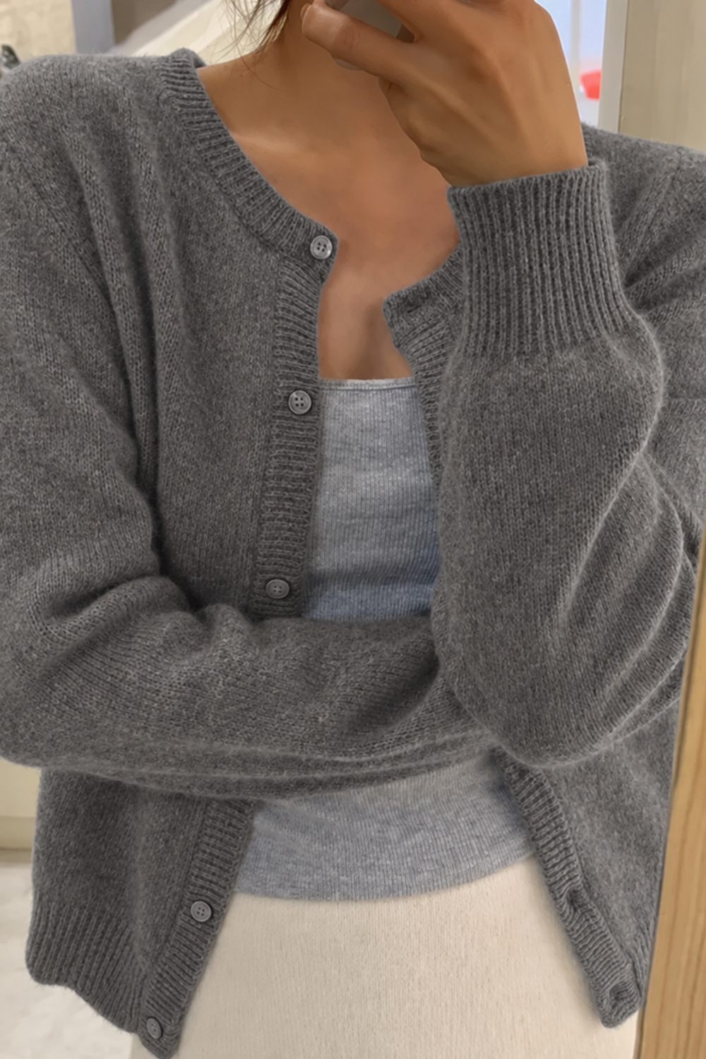 Mila | Soft Knit Button Front Crew Neck Cardigan