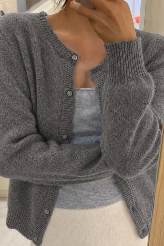 Mila | Soft Knit Button Front Crew Neck Cardigan