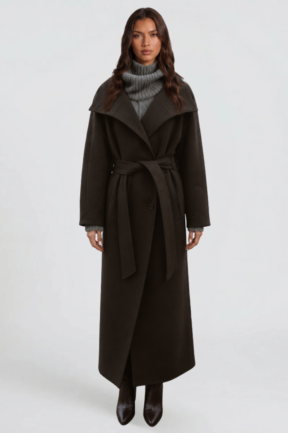 Sophie | Belted Tailored Longline Wool Coat