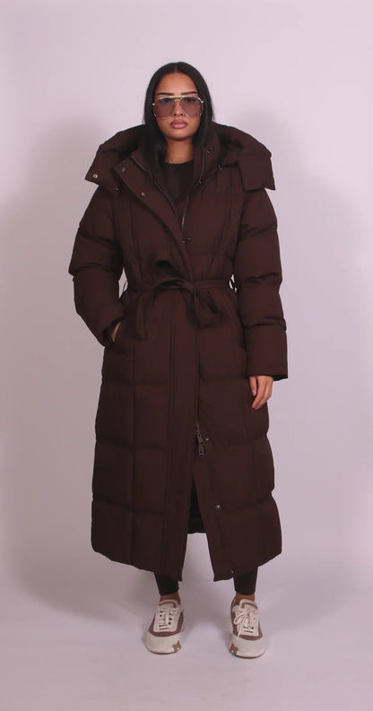 Taylor | Long Belted Puffer Coat