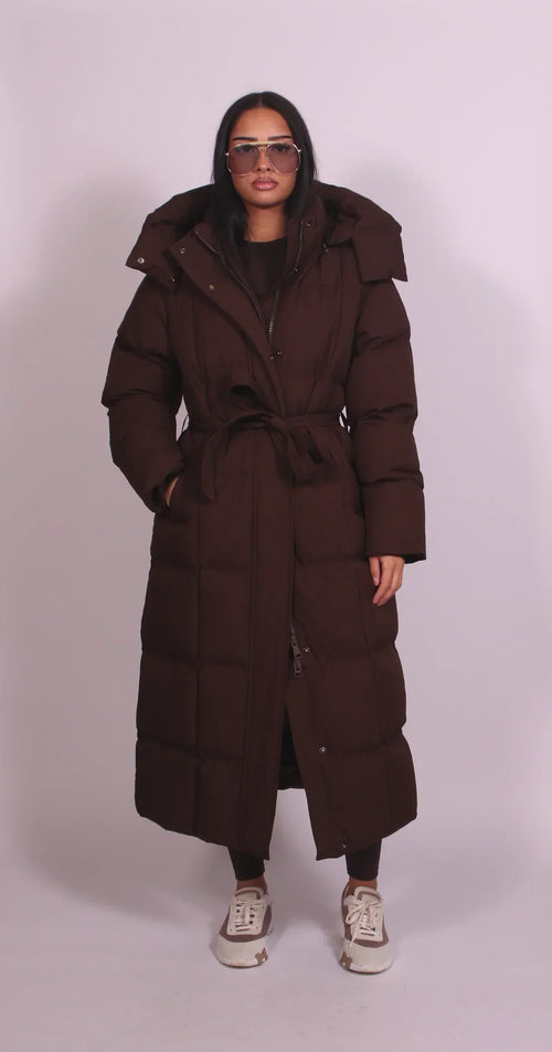 Taylor | Long Belted Puffer Coat