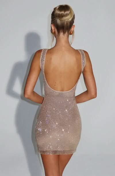 Henrietta | Rhinestone Mesh Bodycon Mini Dress