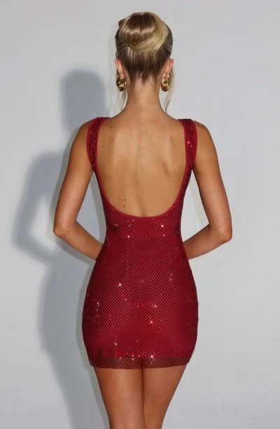 Henrietta | Rhinestone Mesh Bodycon Mini Dress