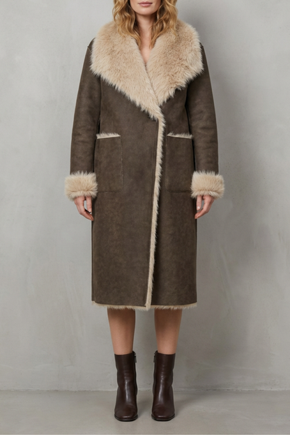 Virellia | Faux Shearling Longline Coat