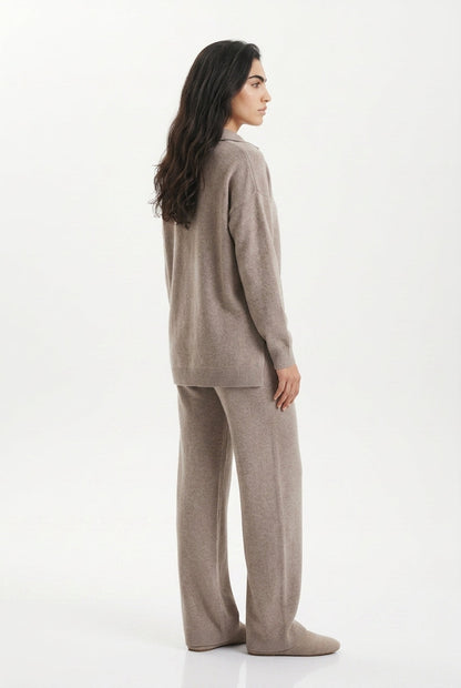 Vivian | Polo Collar Wide Leg Trouser Set