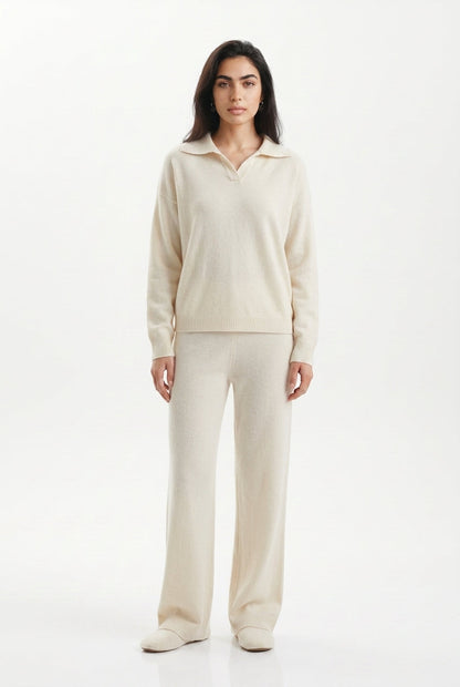 Vivian | Polo Collar Wide Leg Trouser Set
