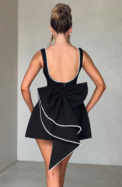 Coralie | Open Back Bow Mini Dress