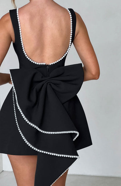 Coralie | Open Back Bow Mini Dress