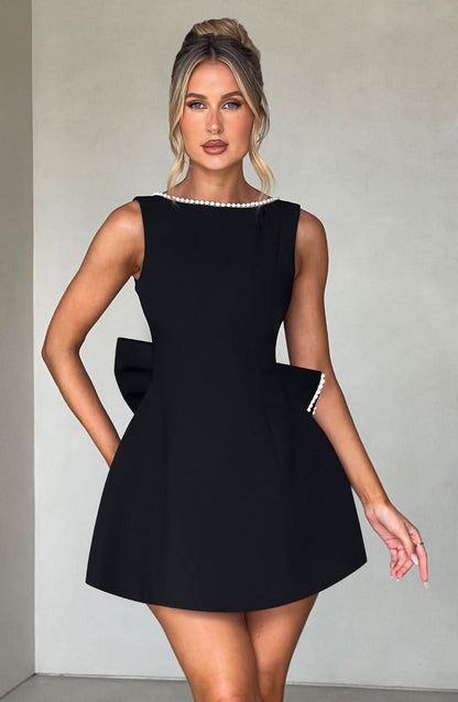 Coralie | Open Back Bow Mini Dress