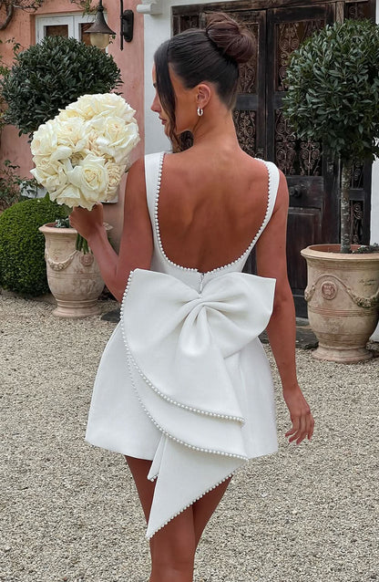 Coralie | Open Back Bow Mini Dress