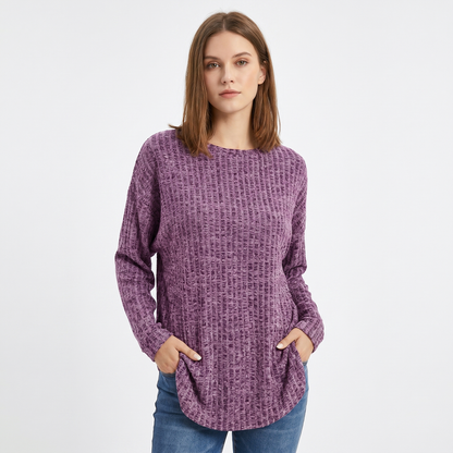 Willa | Waffle Knit Boat Neck Pullover