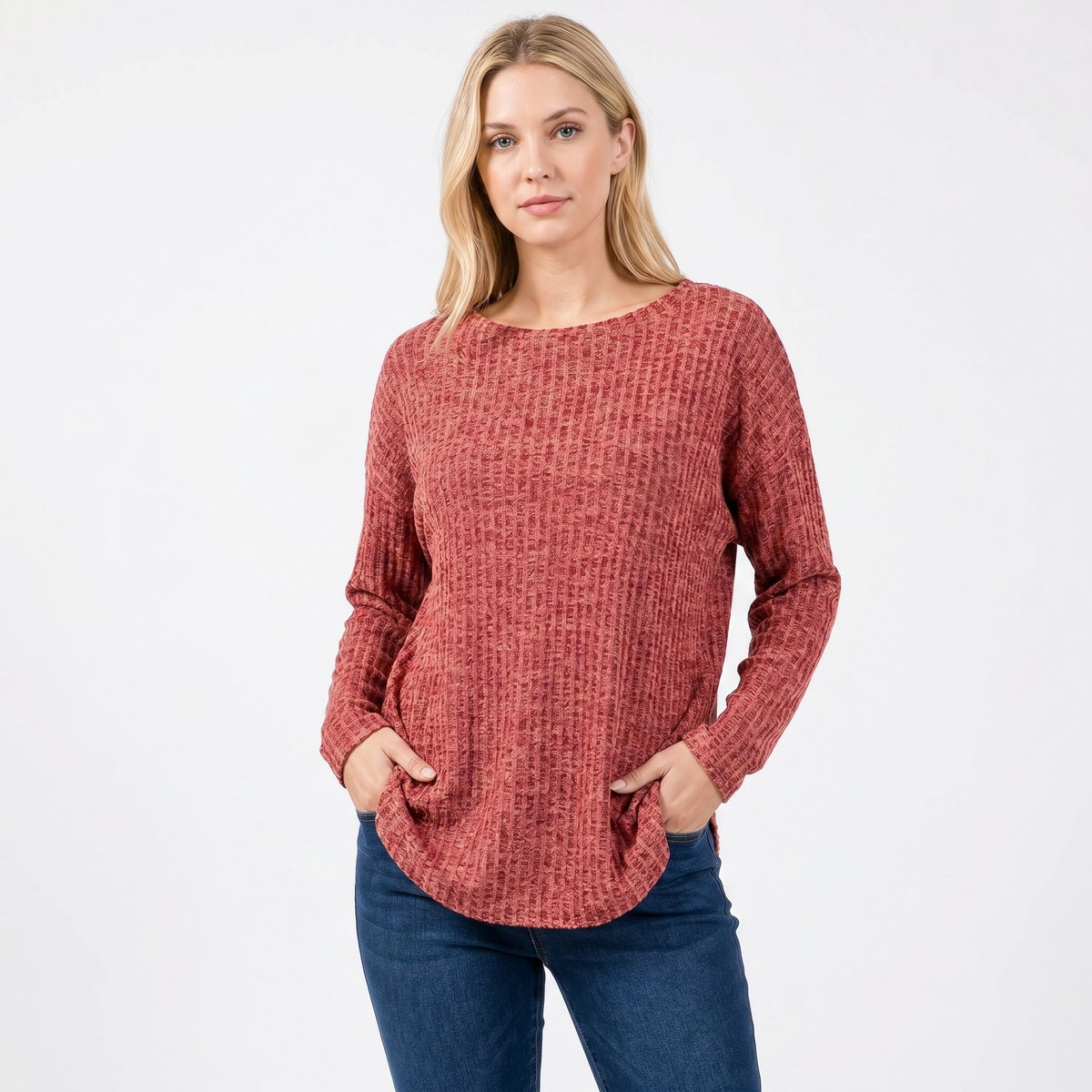 Willa | Waffle Knit Boat Neck Pullover