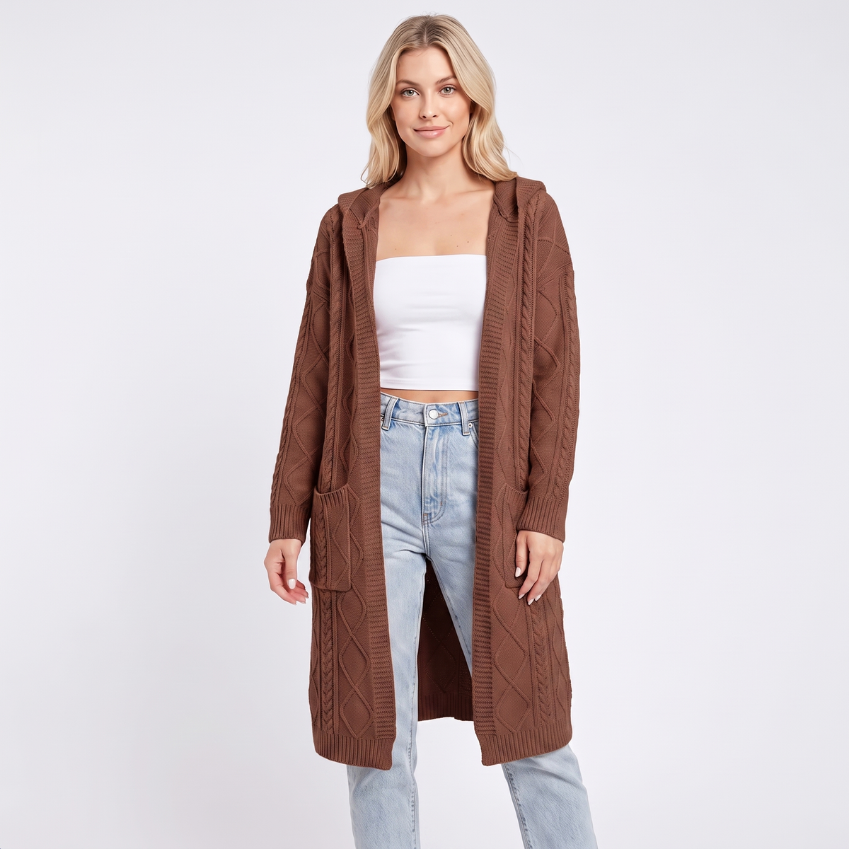 Willow | Hooded Cable Knit Cardigan
