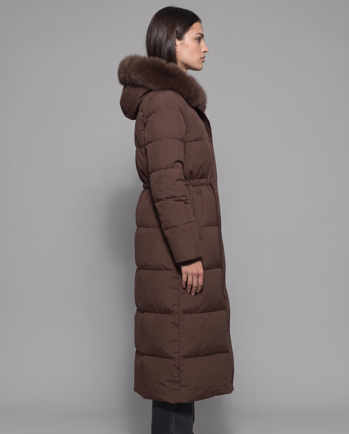 Kalina | Faux Fur Hood Below Knee Puffer Coat