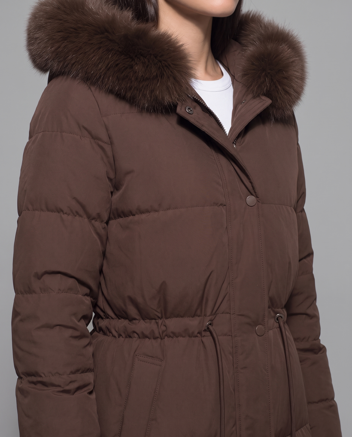 Kalina | Faux Fur Hood Below Knee Puffer Coat