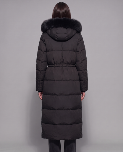 Kalina | Faux Fur Hood Below Knee Puffer Coat