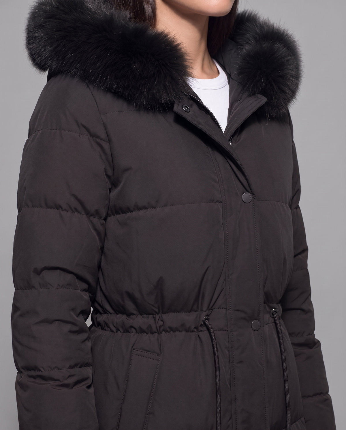 Kalina | Faux Fur Hood Below Knee Puffer Coat