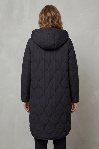 Zara | Hooded Wave Quilted Longline Puffer Coat