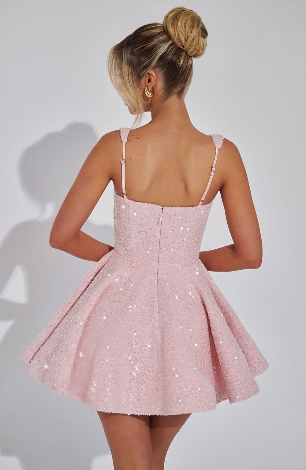 Danica | Bow Detail Glitter Skater Mini Dress
