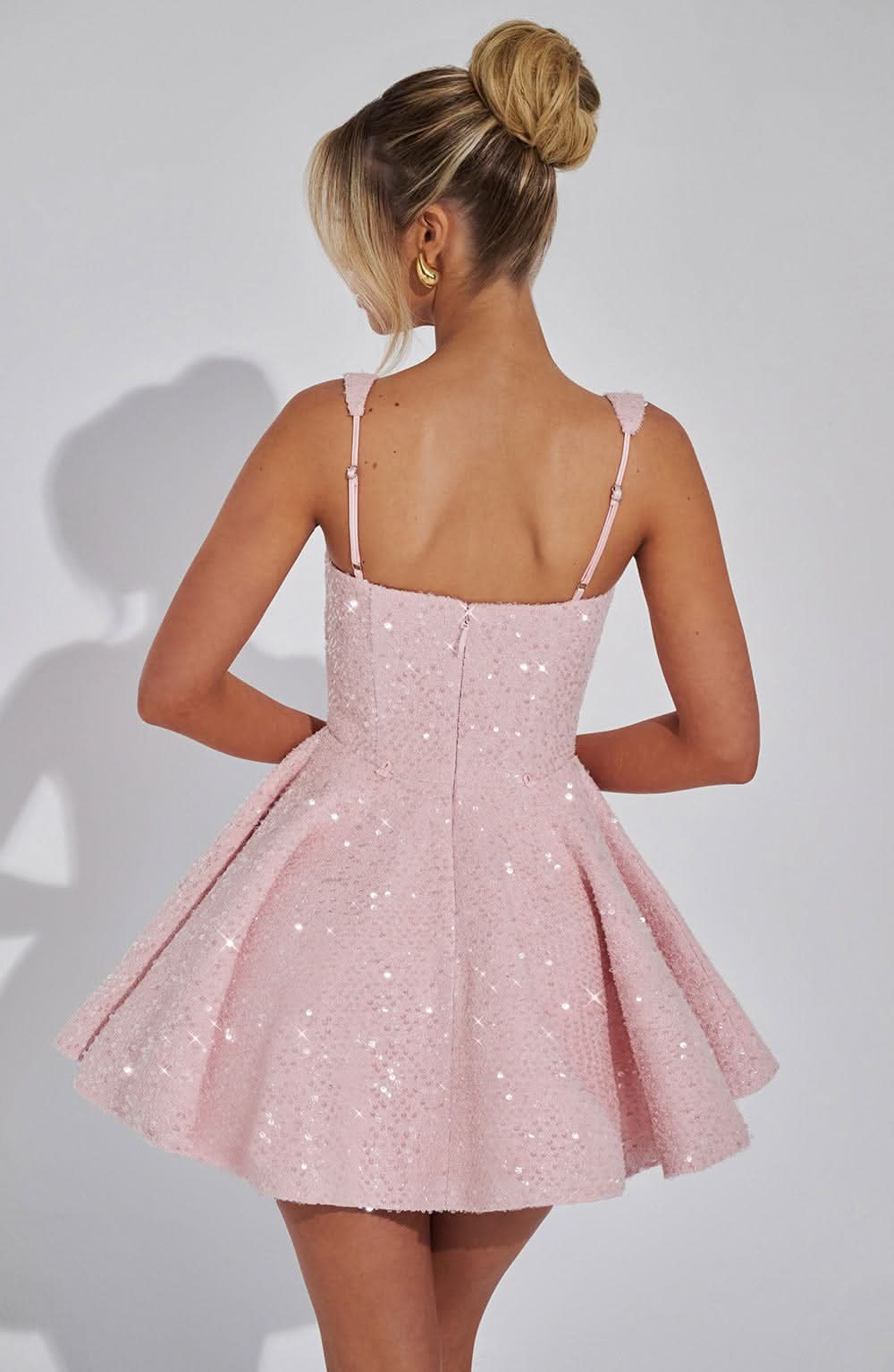 Danica | Bow Detail Glitter Skater Mini Dress