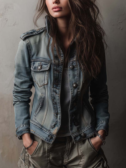 Elara | Denim Military Utility Jacket