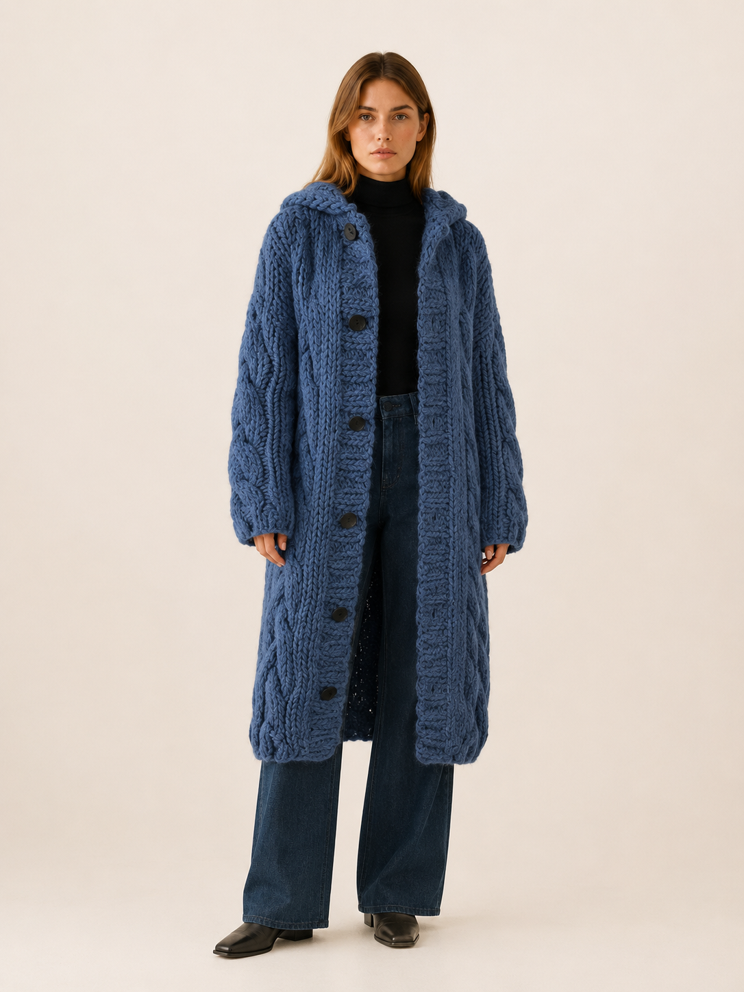 Poppy | Knit Hooded Longline Cardigan Coat
