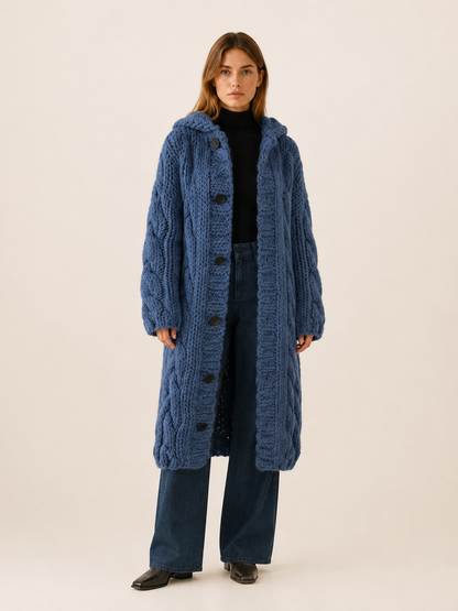 Poppy | Knit Hooded Longline Cardigan Coat