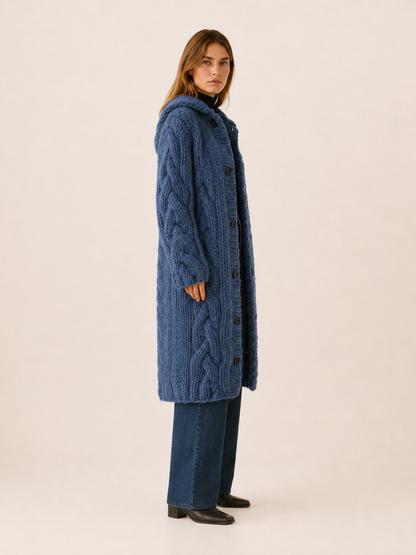 Poppy | Knit Hooded Longline Cardigan Coat