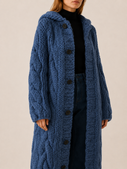 Poppy | Knit Hooded Longline Cardigan Coat