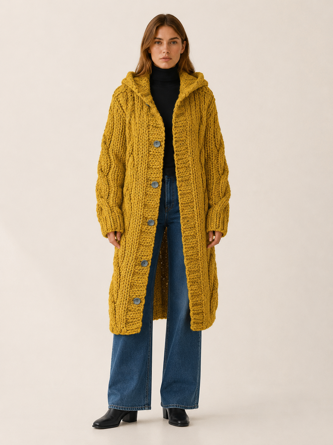 Poppy | Knit Hooded Longline Cardigan Coat